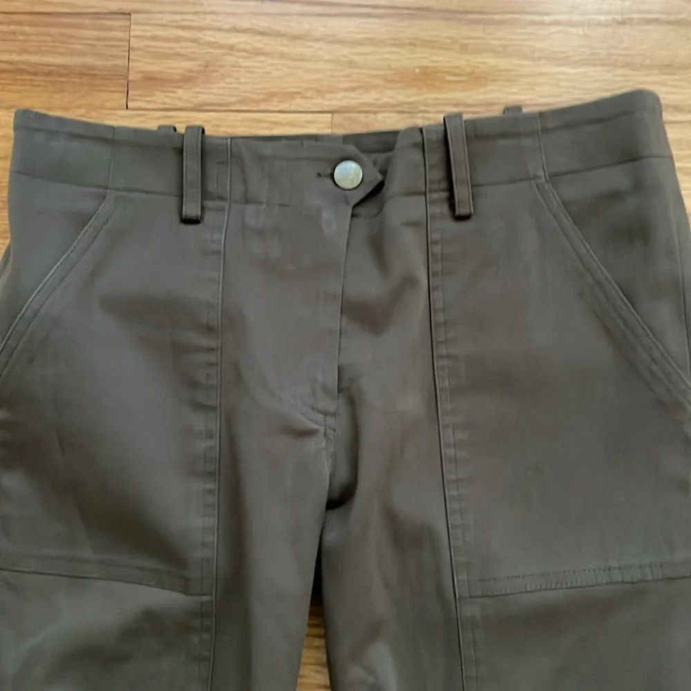 VERONICA‎ BEARD Joggers Pants Olive Green Snap Button Pockets 4 C3 - Picture 3 of 7
